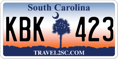 SC license plate KBK423