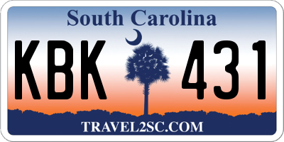 SC license plate KBK431
