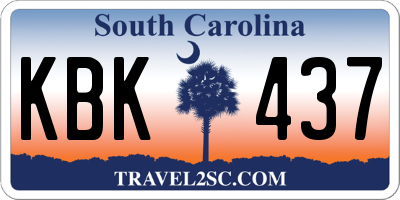 SC license plate KBK437