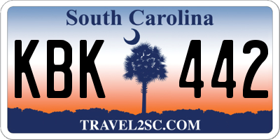 SC license plate KBK442