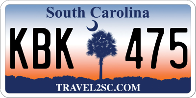 SC license plate KBK475