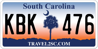SC license plate KBK476