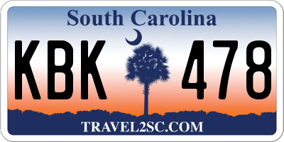 SC license plate KBK478