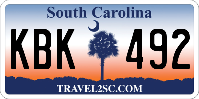 SC license plate KBK492