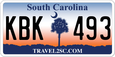 SC license plate KBK493
