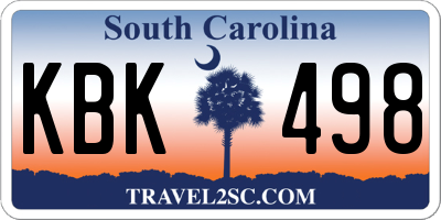 SC license plate KBK498