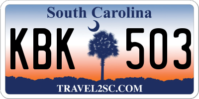 SC license plate KBK503