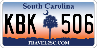 SC license plate KBK506