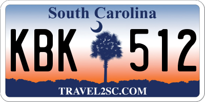 SC license plate KBK512