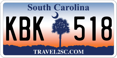 SC license plate KBK518