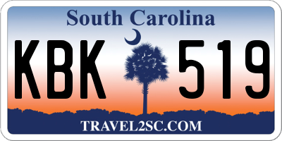 SC license plate KBK519