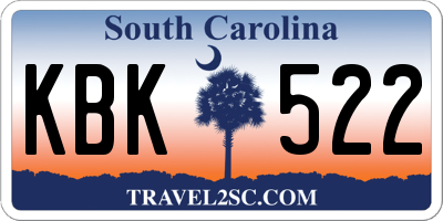 SC license plate KBK522