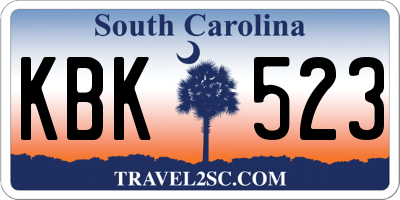 SC license plate KBK523