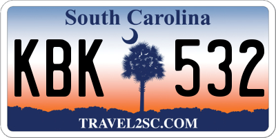 SC license plate KBK532