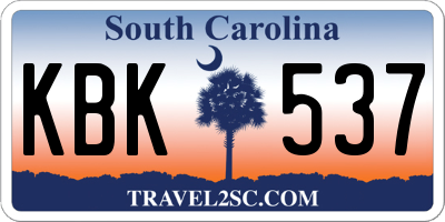 SC license plate KBK537
