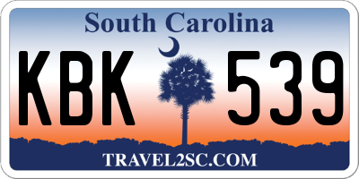 SC license plate KBK539