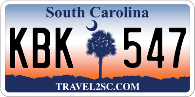 SC license plate KBK547