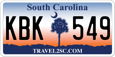 SC license plate KBK549