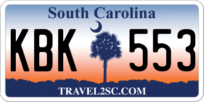 SC license plate KBK553