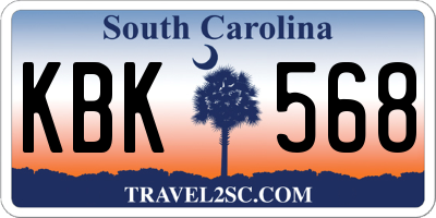 SC license plate KBK568