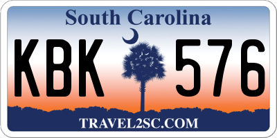 SC license plate KBK576
