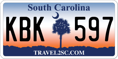 SC license plate KBK597