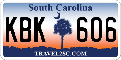 SC license plate KBK606