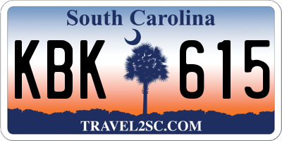 SC license plate KBK615