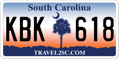 SC license plate KBK618