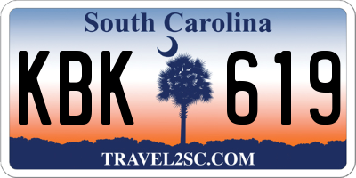 SC license plate KBK619