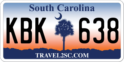 SC license plate KBK638