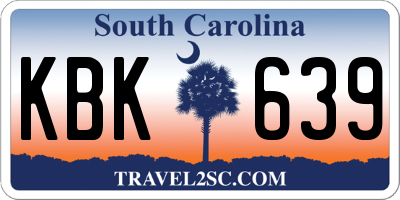 SC license plate KBK639