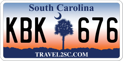 SC license plate KBK676