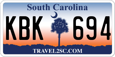 SC license plate KBK694