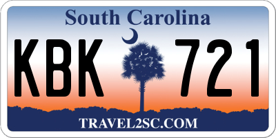 SC license plate KBK721