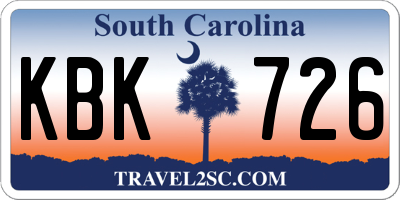 SC license plate KBK726