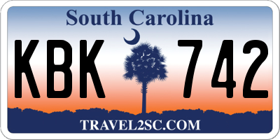 SC license plate KBK742