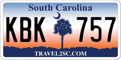 SC license plate KBK757