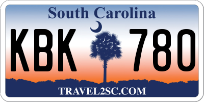 SC license plate KBK780