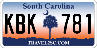 SC license plate KBK781