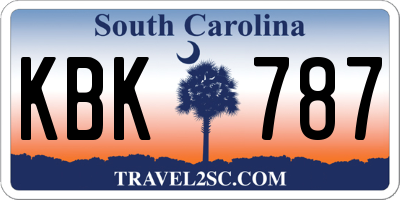 SC license plate KBK787