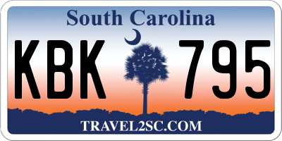 SC license plate KBK795