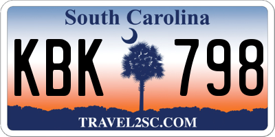 SC license plate KBK798