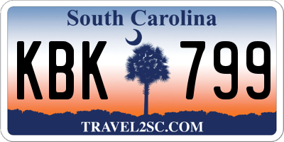 SC license plate KBK799