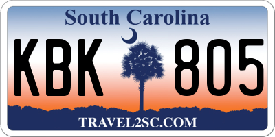 SC license plate KBK805