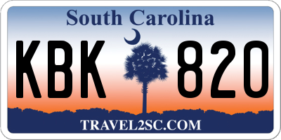 SC license plate KBK820