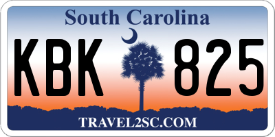 SC license plate KBK825