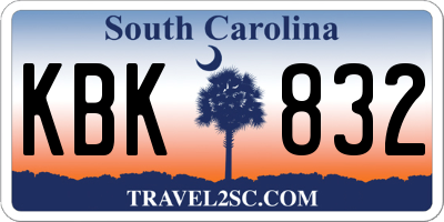 SC license plate KBK832