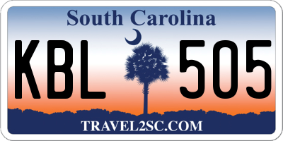 SC license plate KBL505