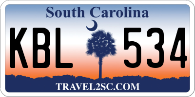 SC license plate KBL534